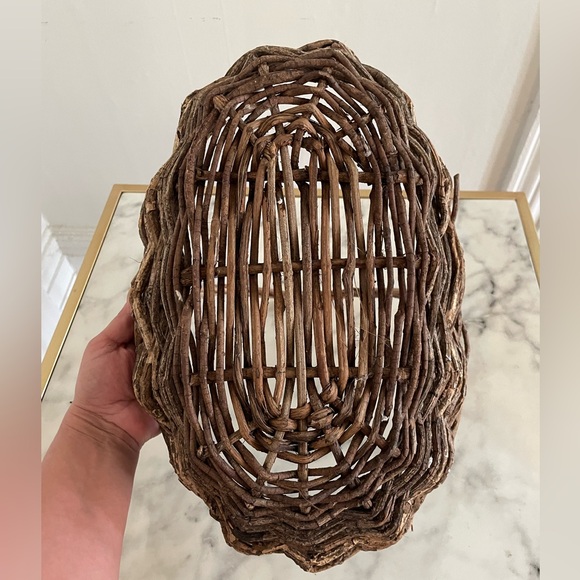 Vintage Large Wooden Woven Willow Twig Basket Primitive - Picture 11 of 17